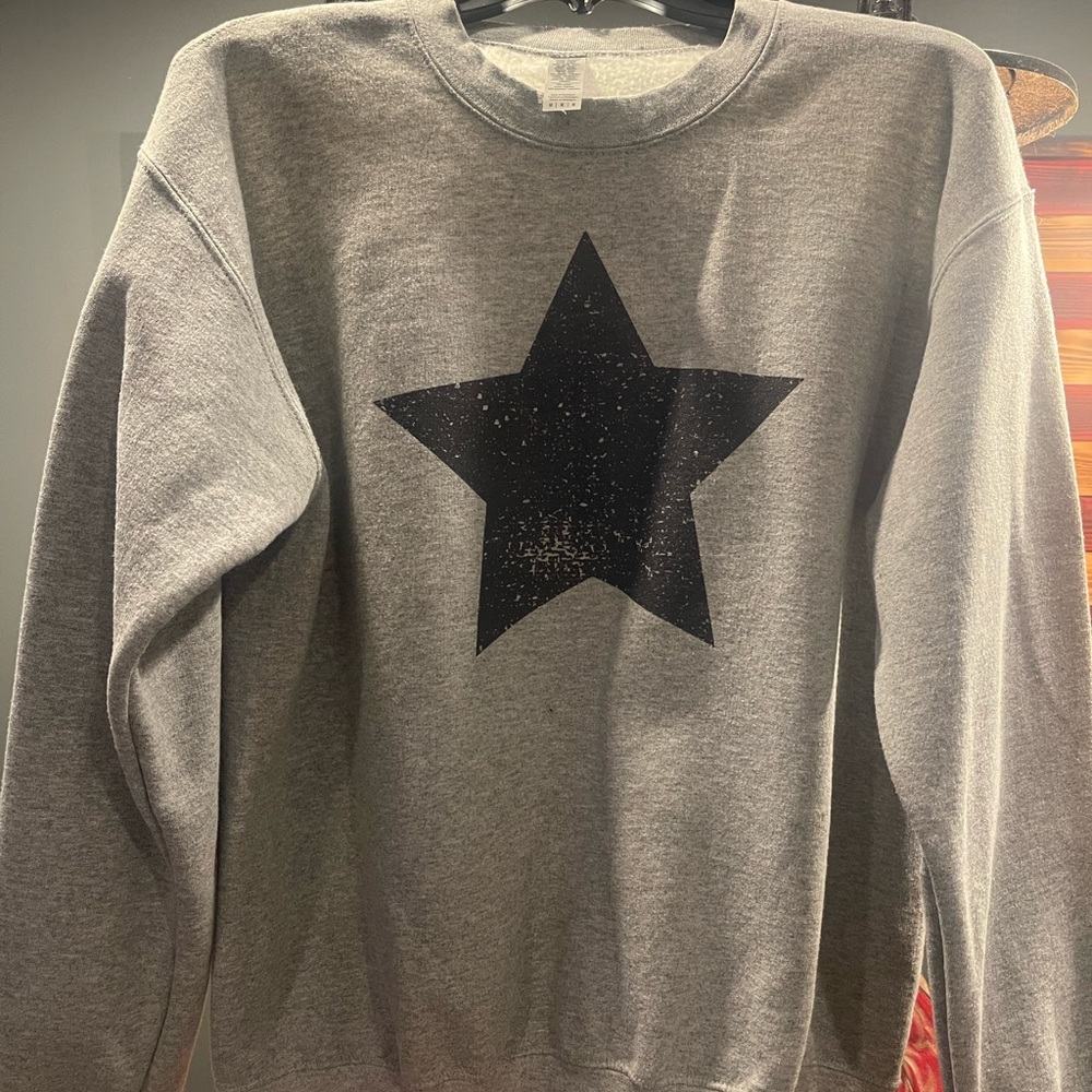 Gray Sweatshirt with Black Star